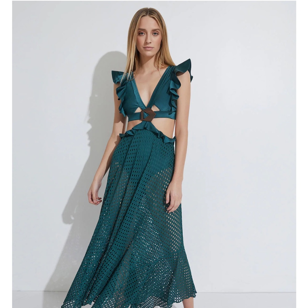 PATBO X ALESSANDRA GREEN BELTED BEACH DRESS. Size Small. Worn Once!